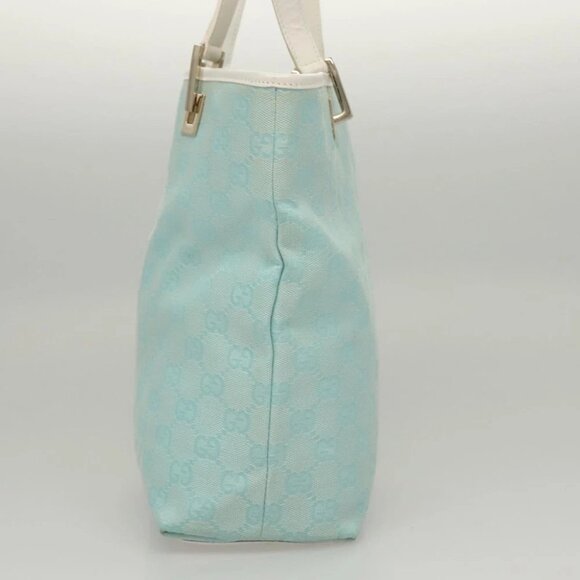 GUCCI GG Canvas Tote Bag Light Blue Gold 002 1099 Auth BA1517 - Picture 11 of 16